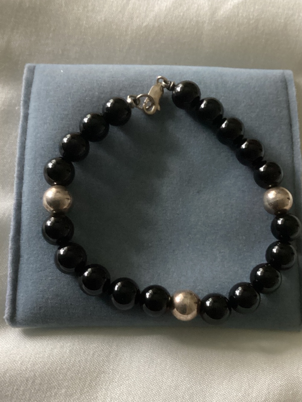 Beautiful Black Onyx & Sterling Bracelet! 6”